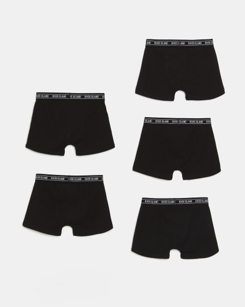 Boys black boxer shorts 5 pack