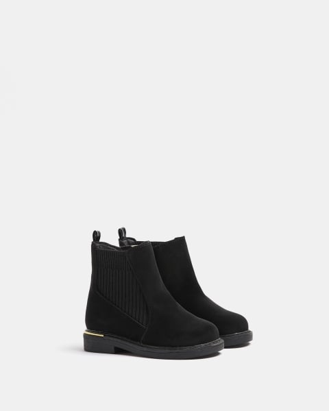 Mini girls black sock boots