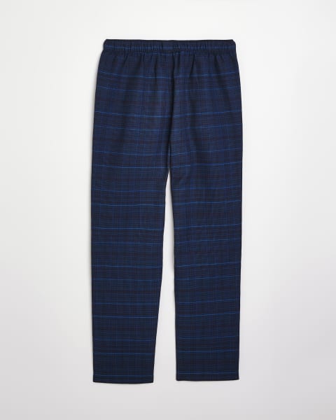Boys Navy textured Check Trousers
