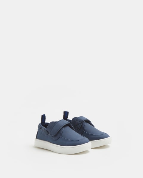 Mini boys navy velcro boat shoes