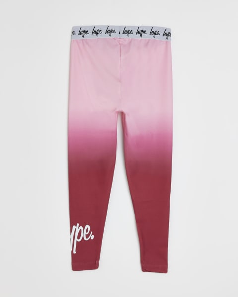 Girls pink HYPE ombre leggings