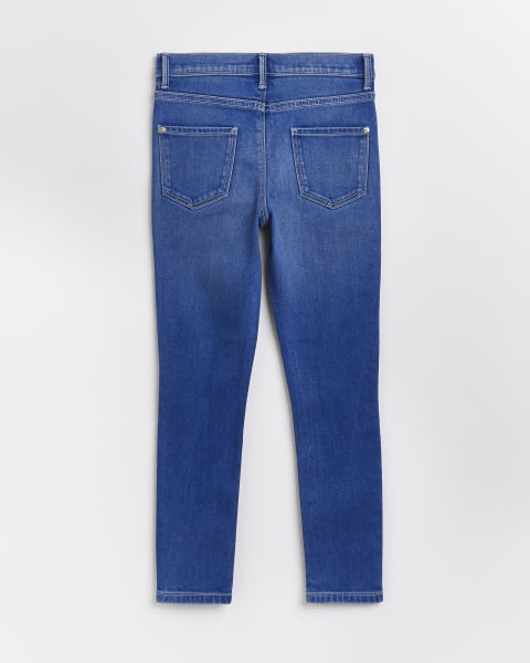Girls blue ripped Molly skinny jeans