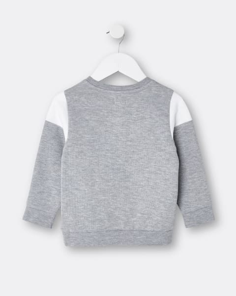Mini boys grey RI colour block sweatshirt