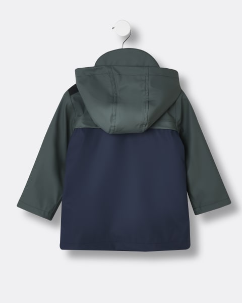 Mini boys navy shower resistant rain jacket