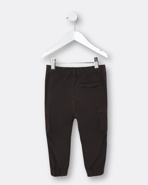 Mini boys dark brown washed cargo trousers
