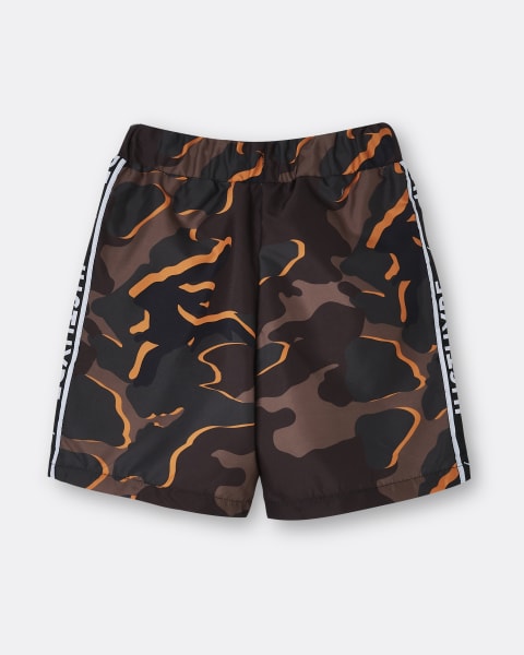Boys brown Hype camo print shorts