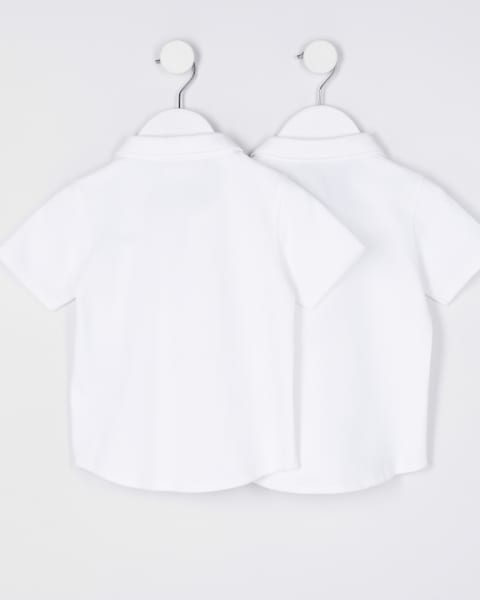 Mini boys white River shirts 2 pack