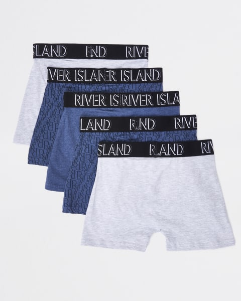 Boys navy RI boxers 5 pack