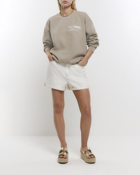 Taupe graphic print sweatshirt