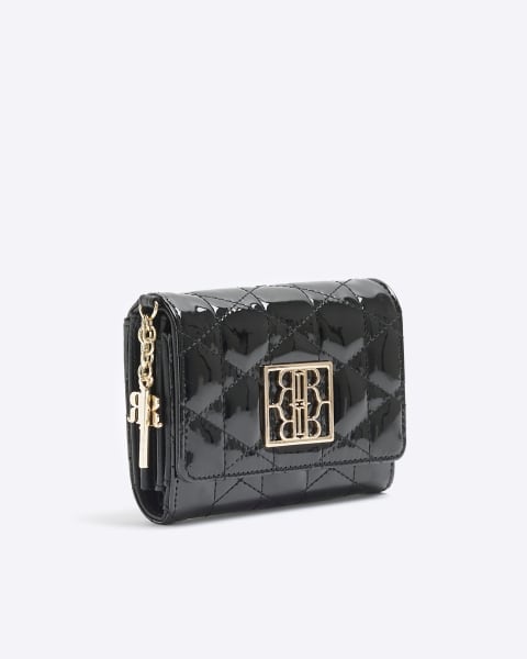 Black quilted charm purse