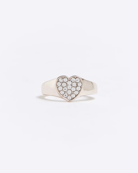 Rose gold heart diamante ring