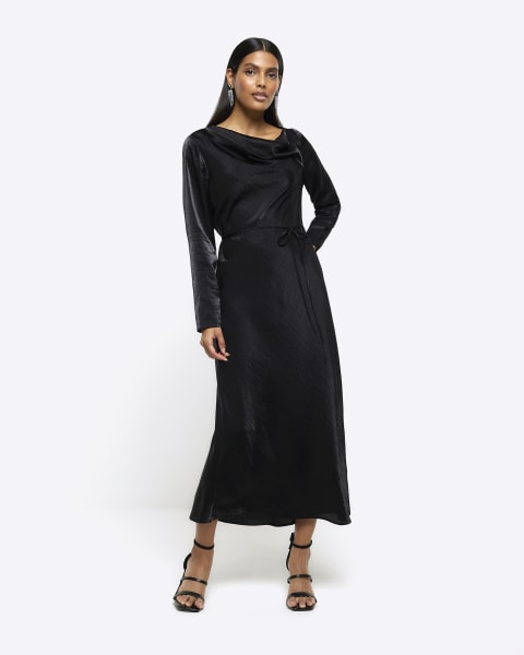 Black seam detail maxi dress
