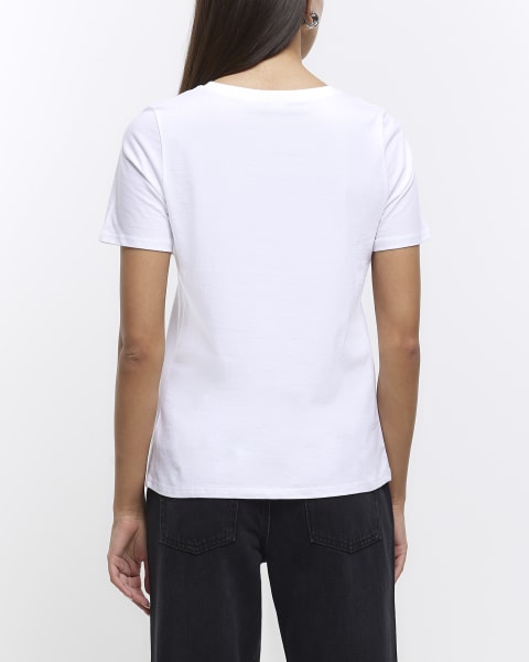 White short sleeve grahic t-shirt