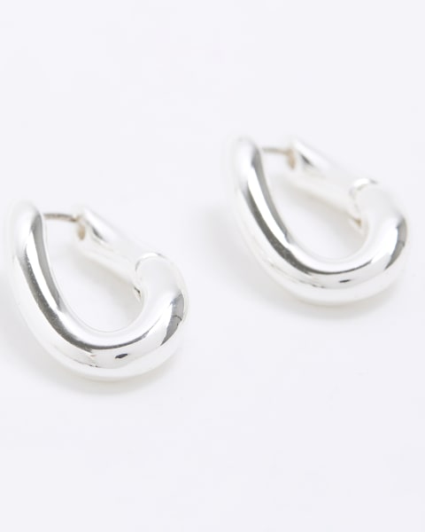 Silver mini twist hoop earrings