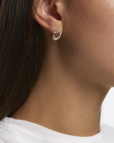 Gold stud earrings multipack