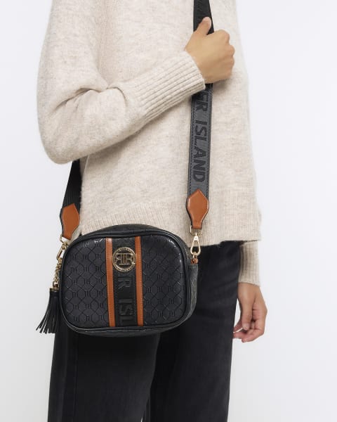 Black RI monogram cross body bag and purse