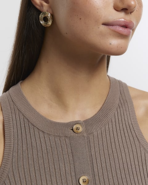Gold spiral stud earrings
