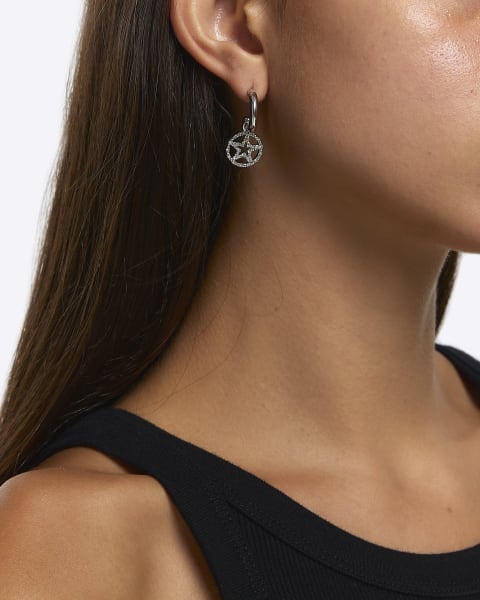 Silver heart and skull earrings multipack