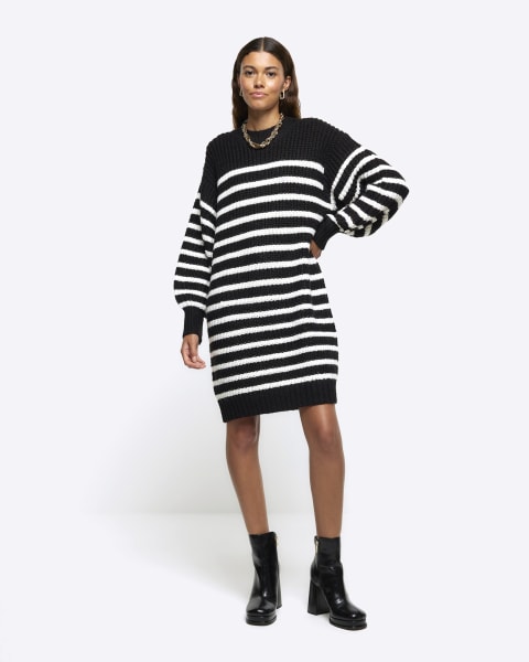 Black stripe jumper mini dress
