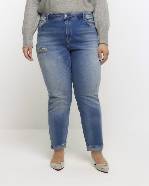 Plus blue high waisted bum sculpt mom jeans