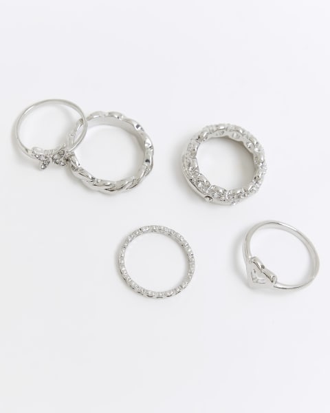 Silver butterfly ring multipack