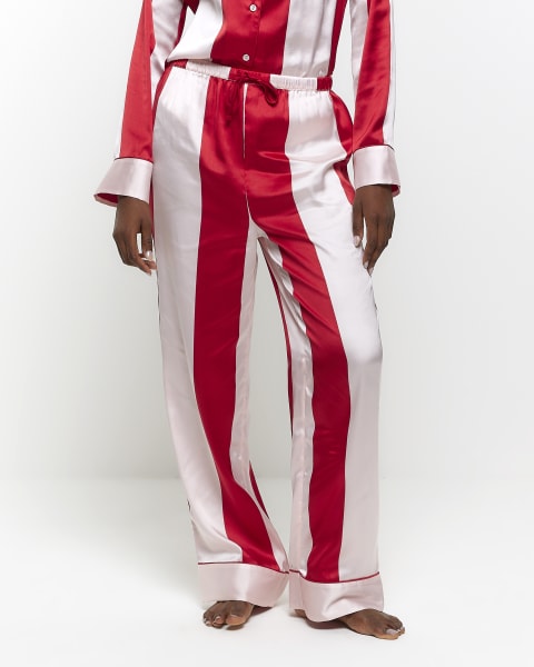 Red satin stripe pyjama trousers