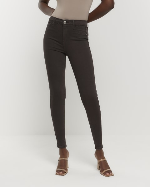 Brown Molly mid rise bum sculpt skinny jeans