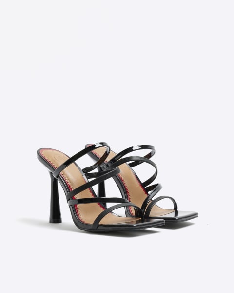 Black strappy heeled sandals