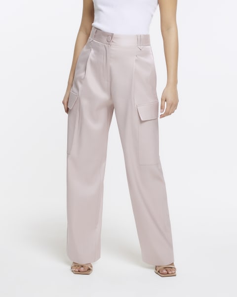 Petite satin utility trousers
