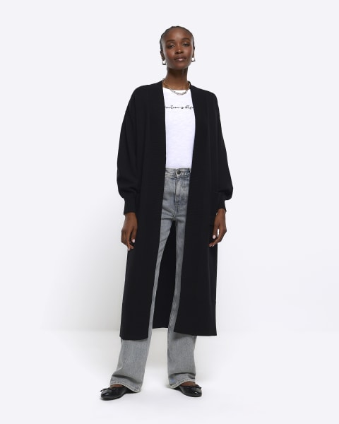 Black ribbed maxi cardigan
