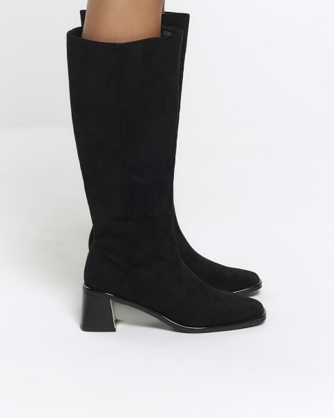 Black high leg heeled boots