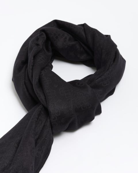 Black RI monogram scarf