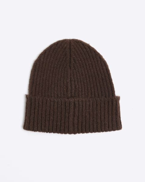 Brown knitted beanie