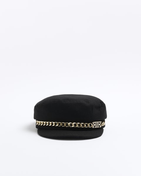 Black chain detail bakerboy hat