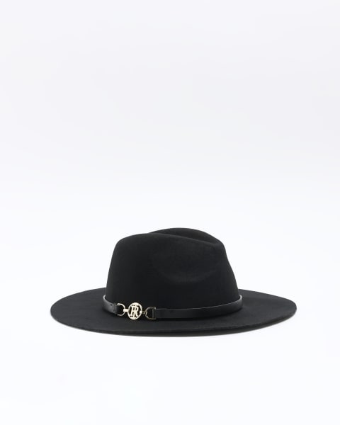 Black wool blend fedora hat