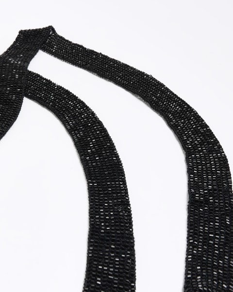 Black beaded wrap necklace
