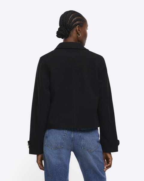 Black buttoned up crop jacket