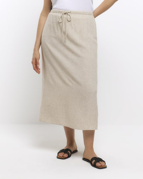 Plus stone skirt with linen