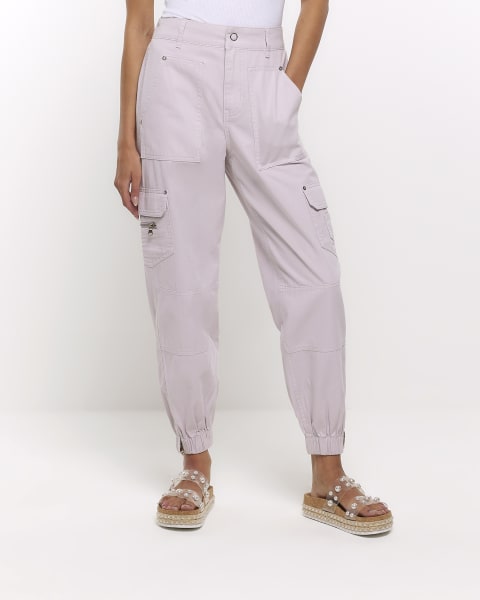 Purple cuffed cargo trousers