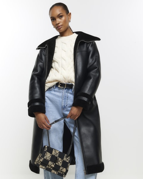 Black checked chain shoulder bag