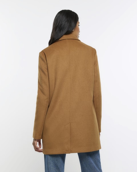Brown wool blend blazer coat