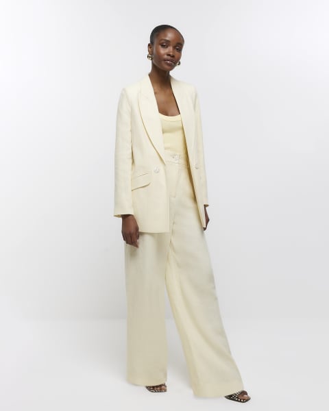 Yellow linen blend blazer