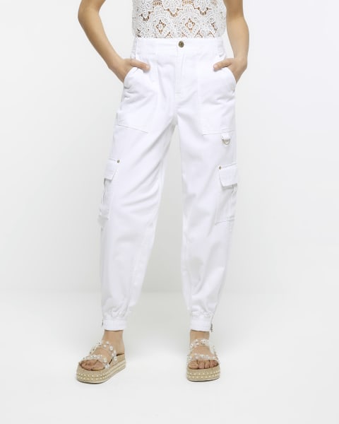 White cargo trousers