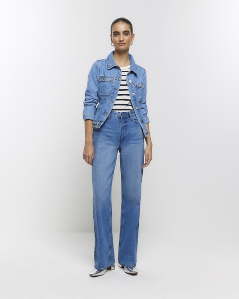 Blue denim plait detail jacket