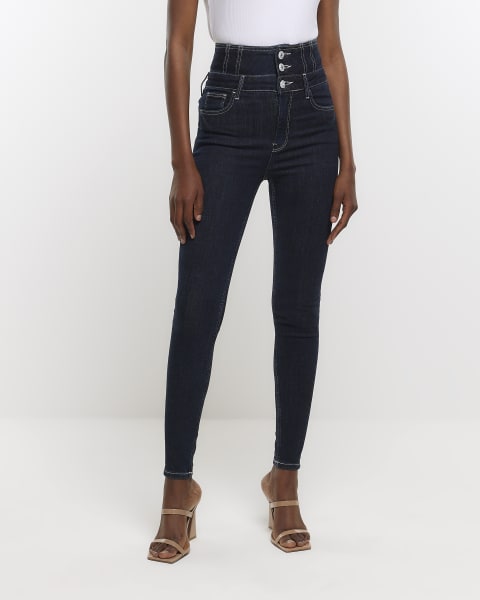 Blue corset detail skinny jeans