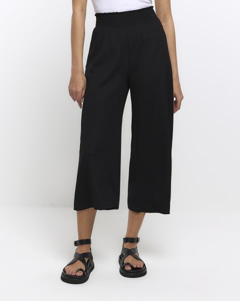 Black wide leg trousers