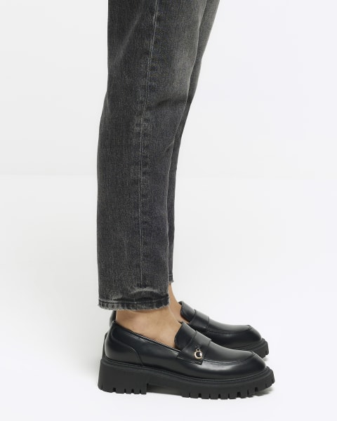 Black coin detail chunky loafers