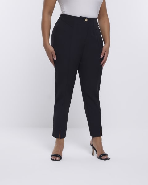 Plus black high waisted cigarette trousers