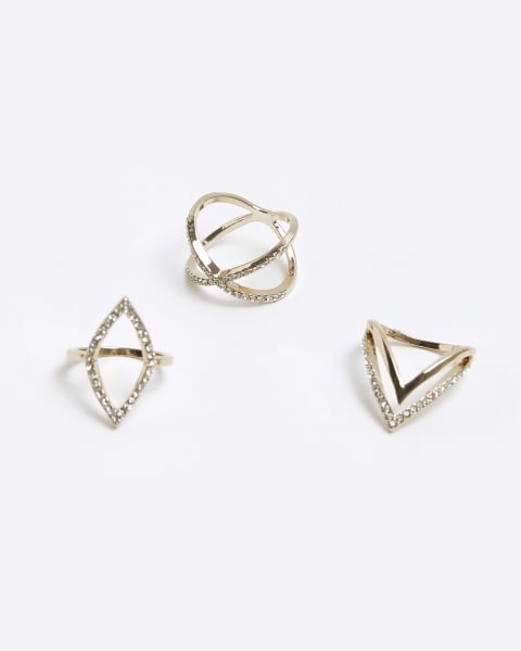 Rose gold abstract rings multipack