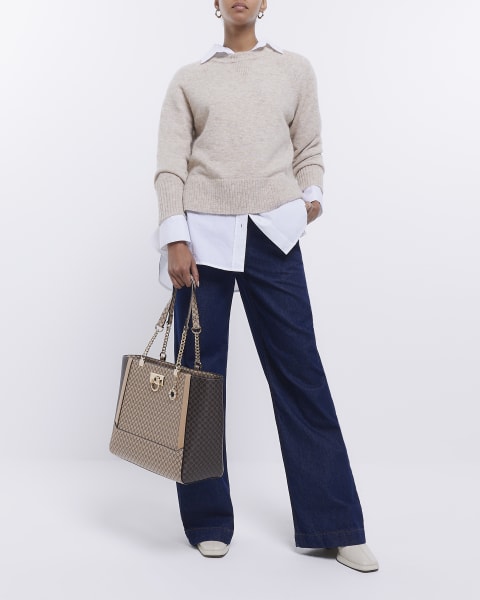 Brown RI Monogram tote bag